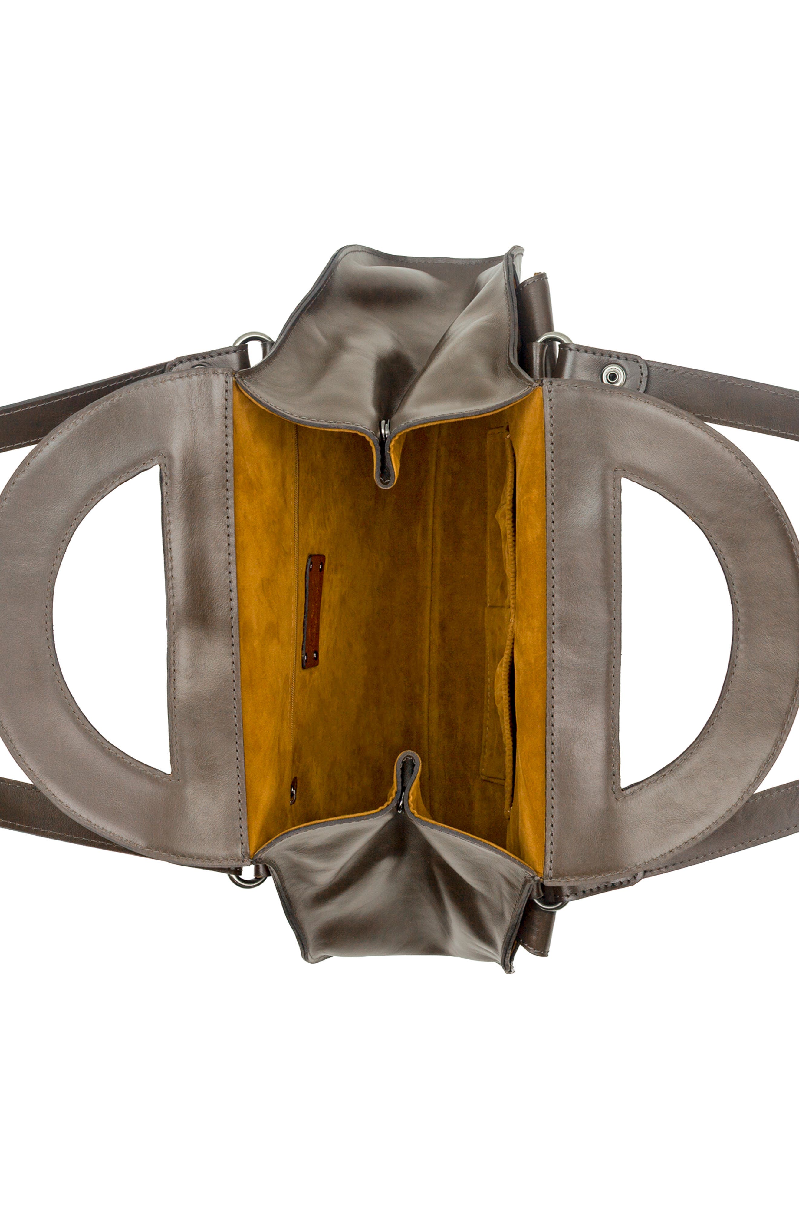 Patricia Nash Milania Leather Top Handle Bag, Alternate, color, Mushroom