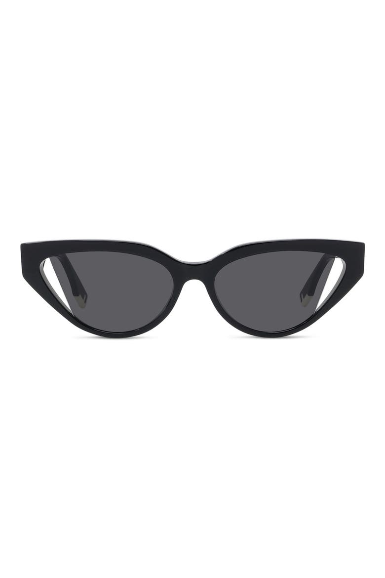 'Fendi Way 52mm Cat Eye Sunglasses, Main, color, SHINY BLACK / SMOKE