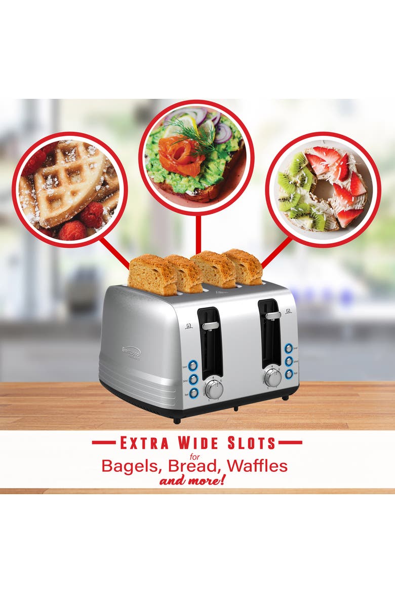 Extra Wide 4 Slot Stainless Steel Toaster, Alternate, color, Silver