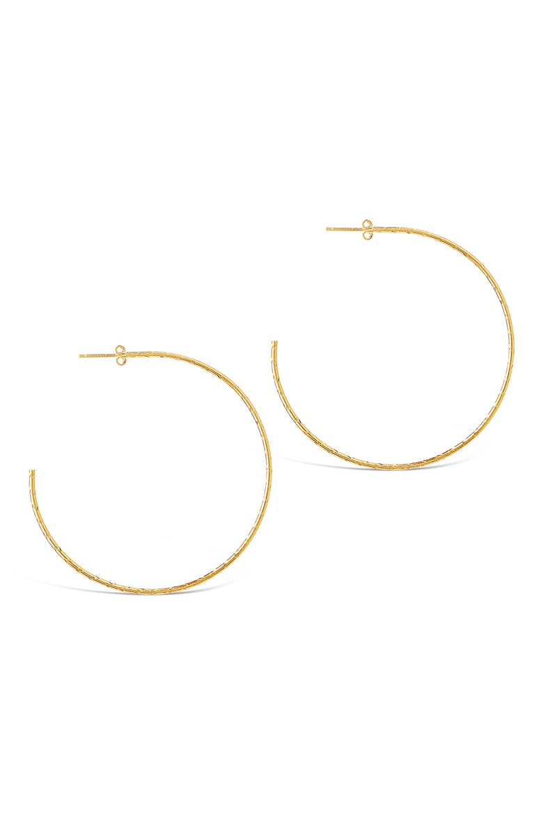 14K Rose Gold Vermeil Hammered 2.25" Hoop Earrings, Alternate, color, GOLD