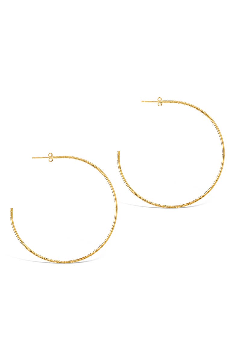 Sterling Forever 14K Rose Gold Vermeil Hammered 2.25" Hoop Earrings, Alternate, color, Gold