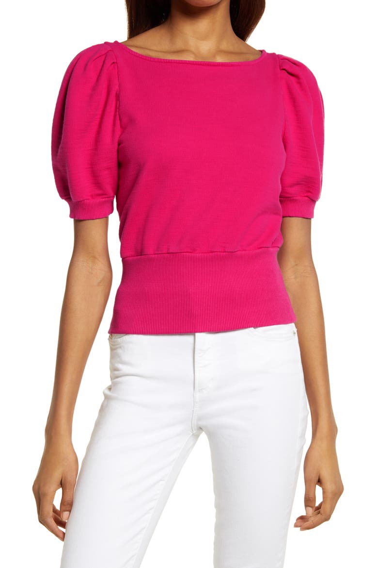 Walker Puff Sleeve Top, Main, color, FLORESCENT MAGE