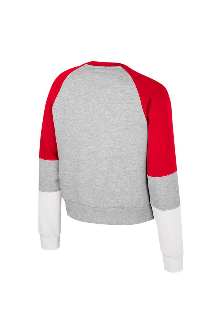 Girls Youth Colosseum Heather Gray Ohio State Buckeyes Katinka Rhinestone Pullover Sweatshirt, Alternate, color, Heather Gray