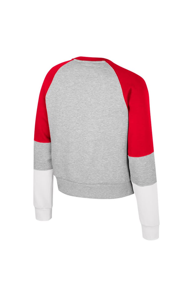 COLOSSEUM Girls Youth Colosseum Heather Gray Ohio State Buckeyes Katinka Rhinestone Pullover Sweatshirt, Alternate, color, Heather Gray