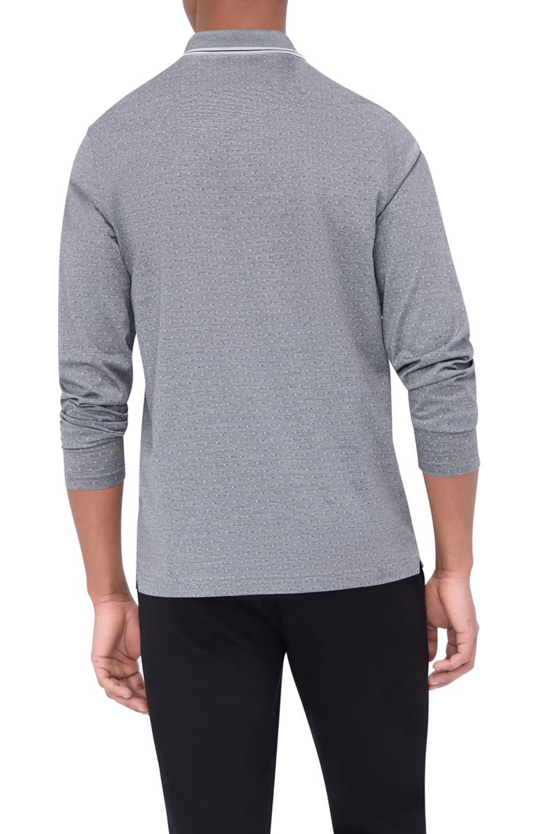 Bugatchi Jacquard Long Sleeve Polo, Alternate, color, Platinum