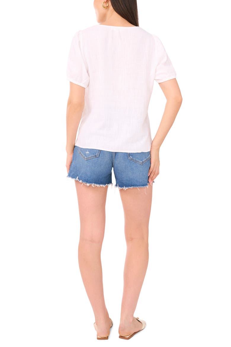 Tie Front Puff Sleeve Top, Alternate, color, ULTRA WHITE