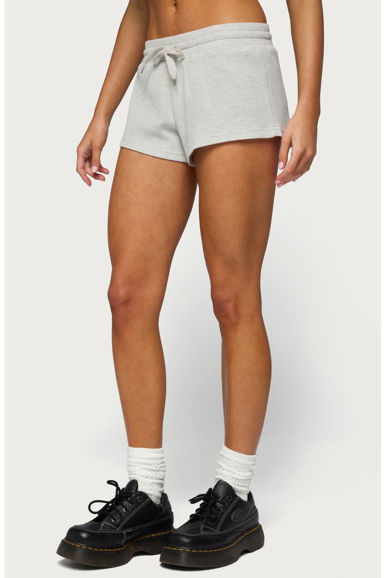 Baila Waffle Knit Drawstring Shorts, Alternate, color, LIGHT-GRAY-MELANGE