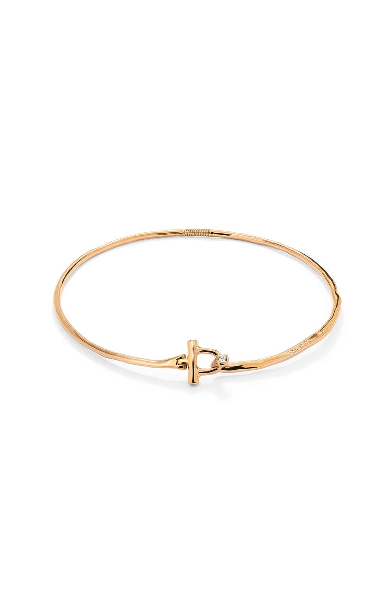 UNODE50 Rigid Necklace With 18K Gold-Plated Front Clasp With White Topaz, Alternate, color, Metallic Gold