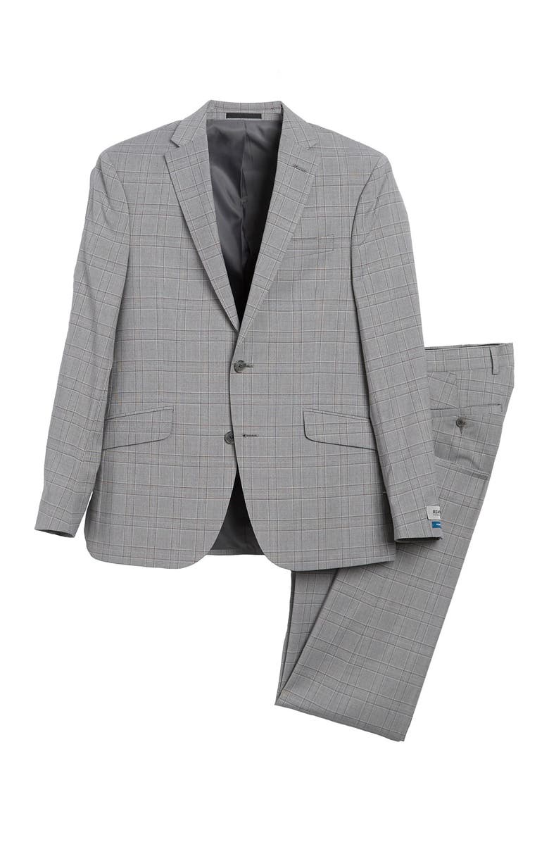 Kenneth Cole Reaction Windowpane Two Button Notch Lapel Slim Fit Suit, Main, color,