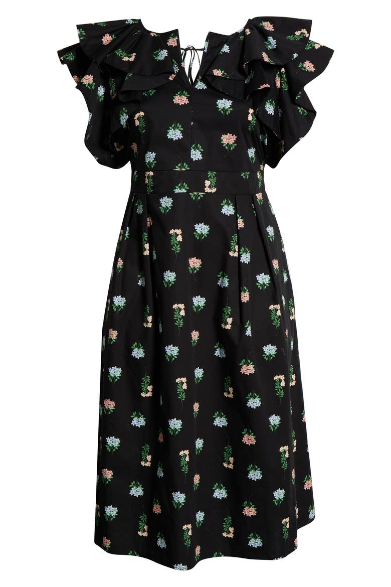 Mayrel Floral Print Maxi Dress, Alternate, color, BLACK-CORAL-GREEN