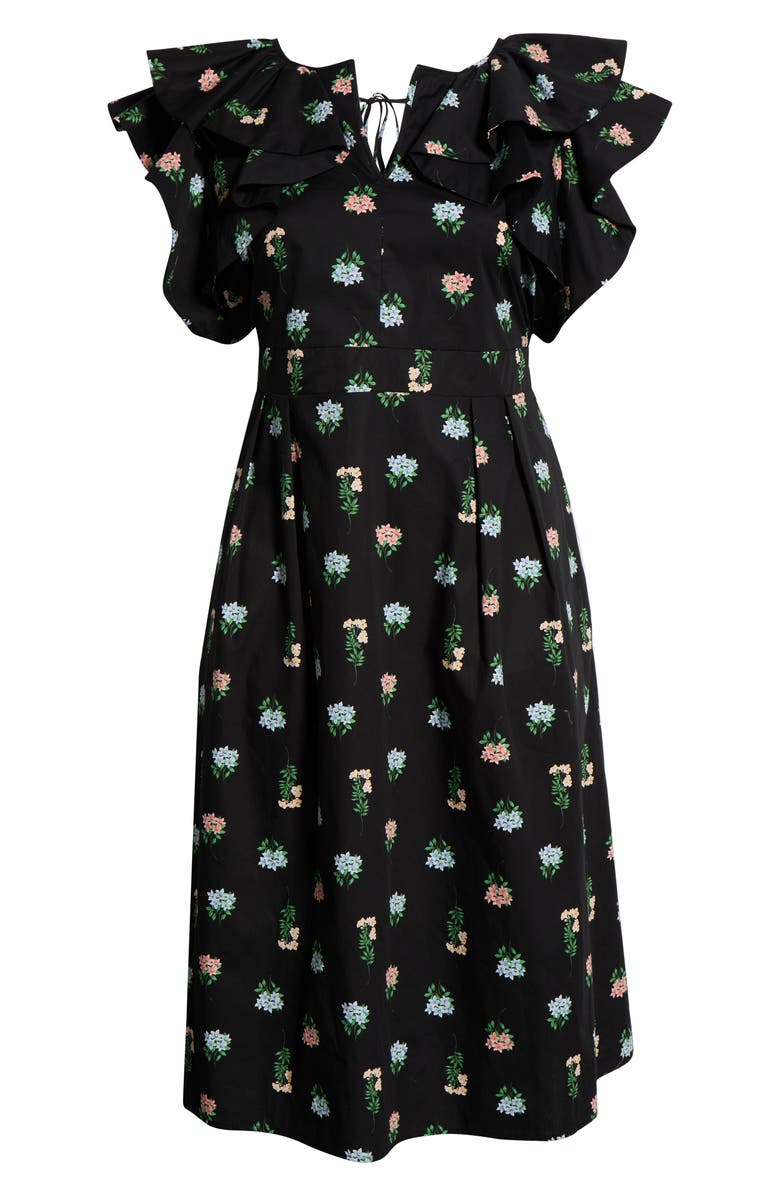 SUGARLIPS Mayrel Floral Print Maxi Dress, Alternate, color, Black-Coral-Green