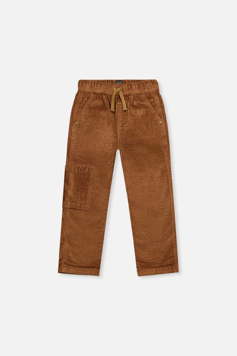 Stretch Corduroy Cargo Pocket Drawstring Waist Pants