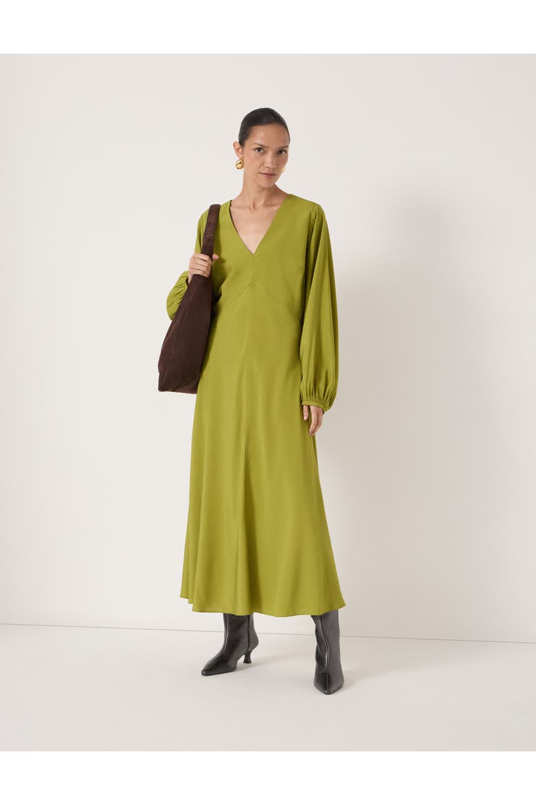 Grace V-Neck Long Sleeve Dress, Main, color, Dark Olive Green