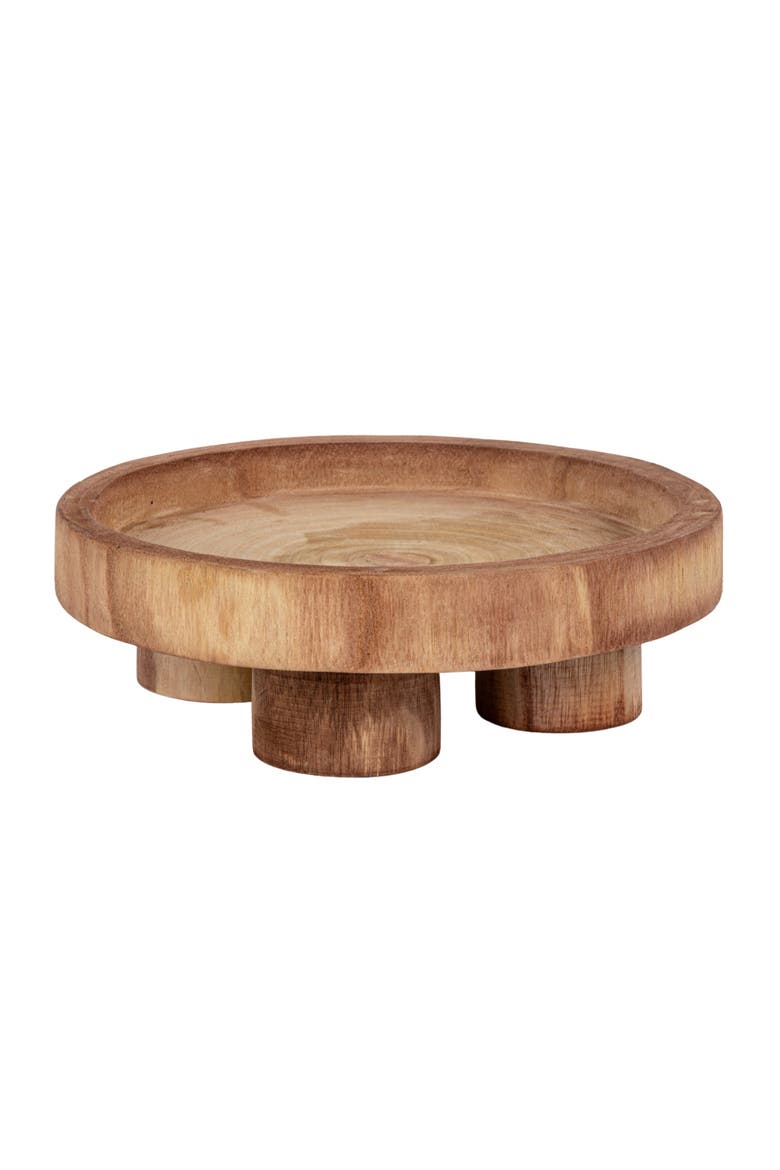 Paulownia Wood Pedestal Tray, Main, color, Natural