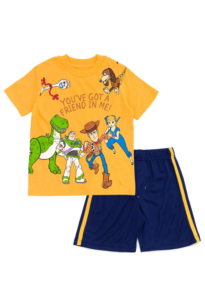 Toy Story Buzz Lightyear T-Shirt & Mesh Shorts Set, Main, color, Yellow/Blue
