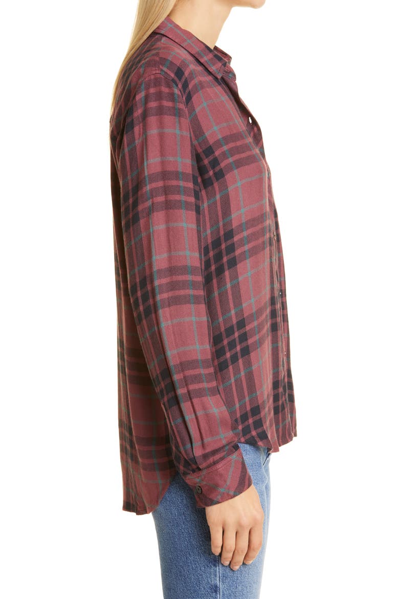Hunter Plaid Button-Up Shirt, Alternate, color, MIDNIGHT ROSE