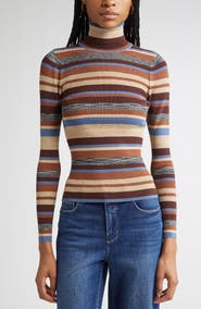 L'AGENCE Olene Stripe Turtleneck Sweater