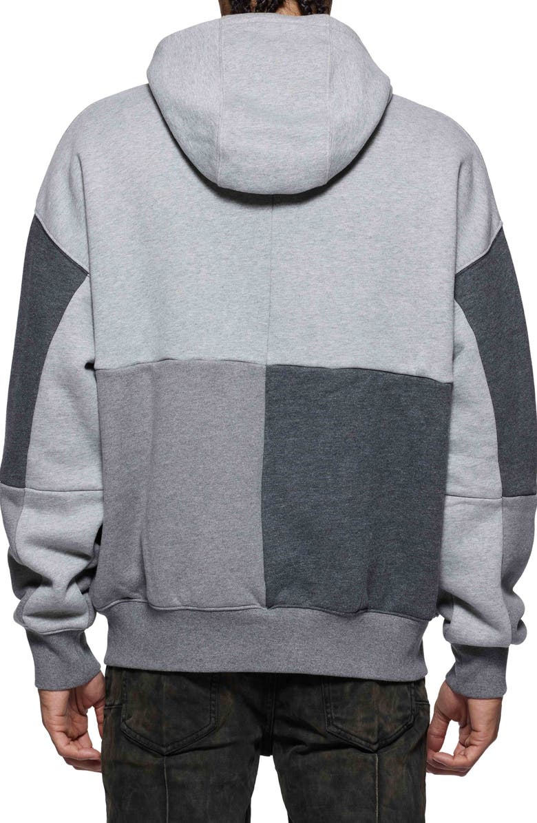 PURPLE BRAND Colorblock Distressed Cotton Zip-Up Hoodie, Alternate, color, Grey Multi