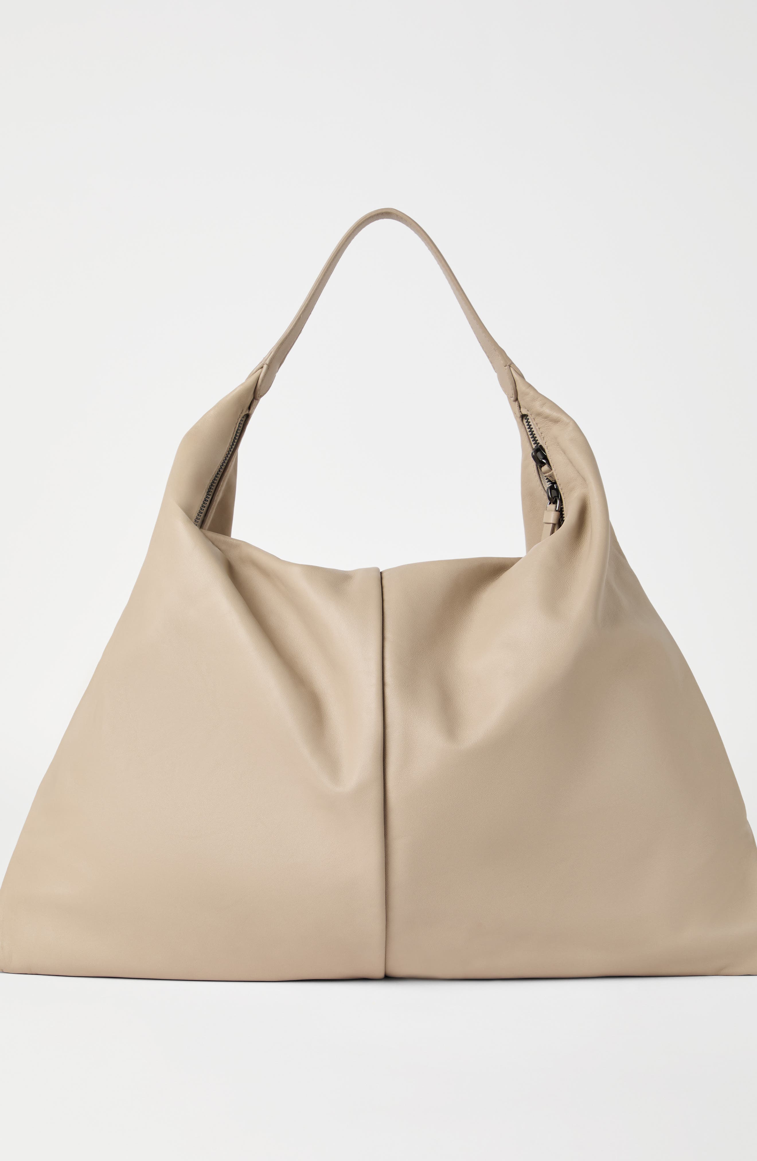 Brunello Cucinelli Nappa leather Hobo Swing bag, Alternate, color, Beige