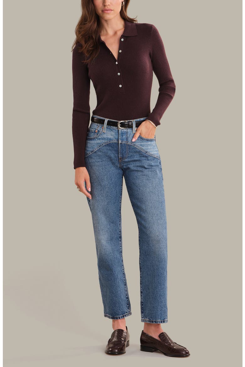 Ginny Collar Long Sleeve Henley Top, Alternate, color, OXBLOOD