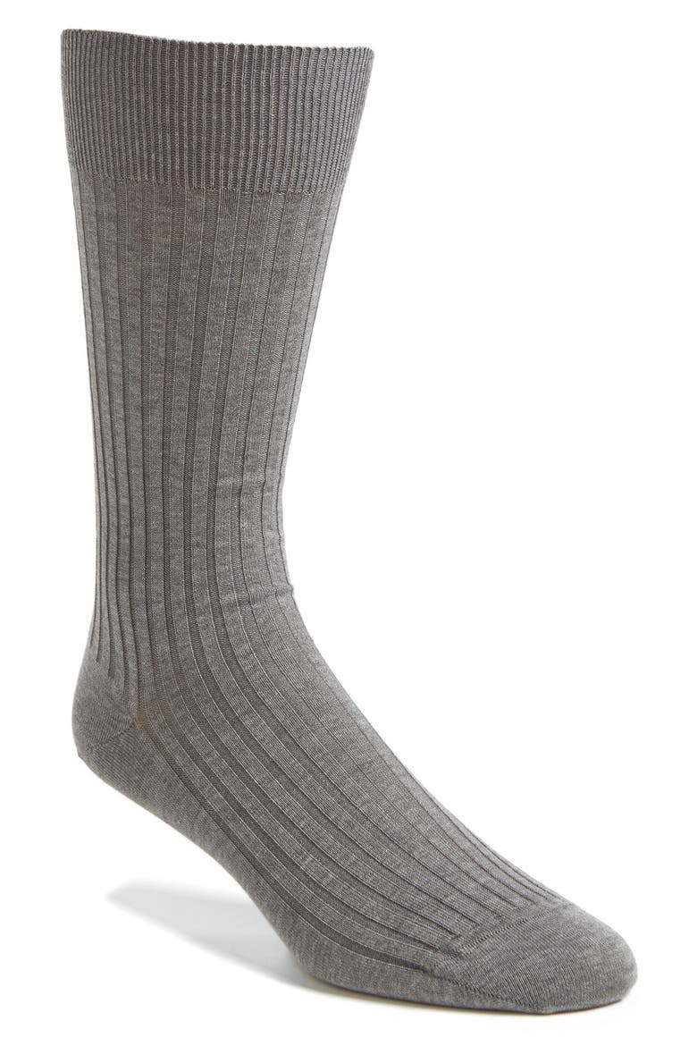 Cotton Blend Mid Calf Dress Socks, Main, color, MID GREY