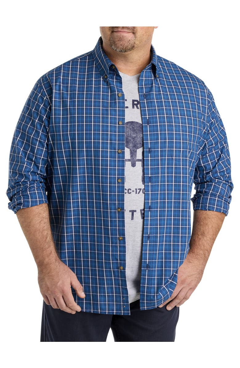 Harbor Bay by DXL Big & Tall Easy-Care Plaid Sport Shirt, Main, color, 