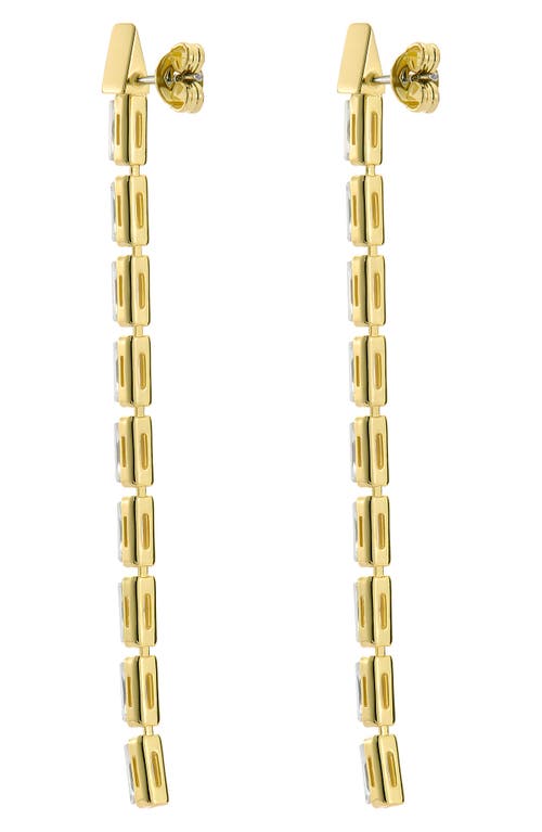 Ted Baker Isalie Cubic Zirconia Baguette Linear Drop Earrings In Gold Tone/clear Crystal