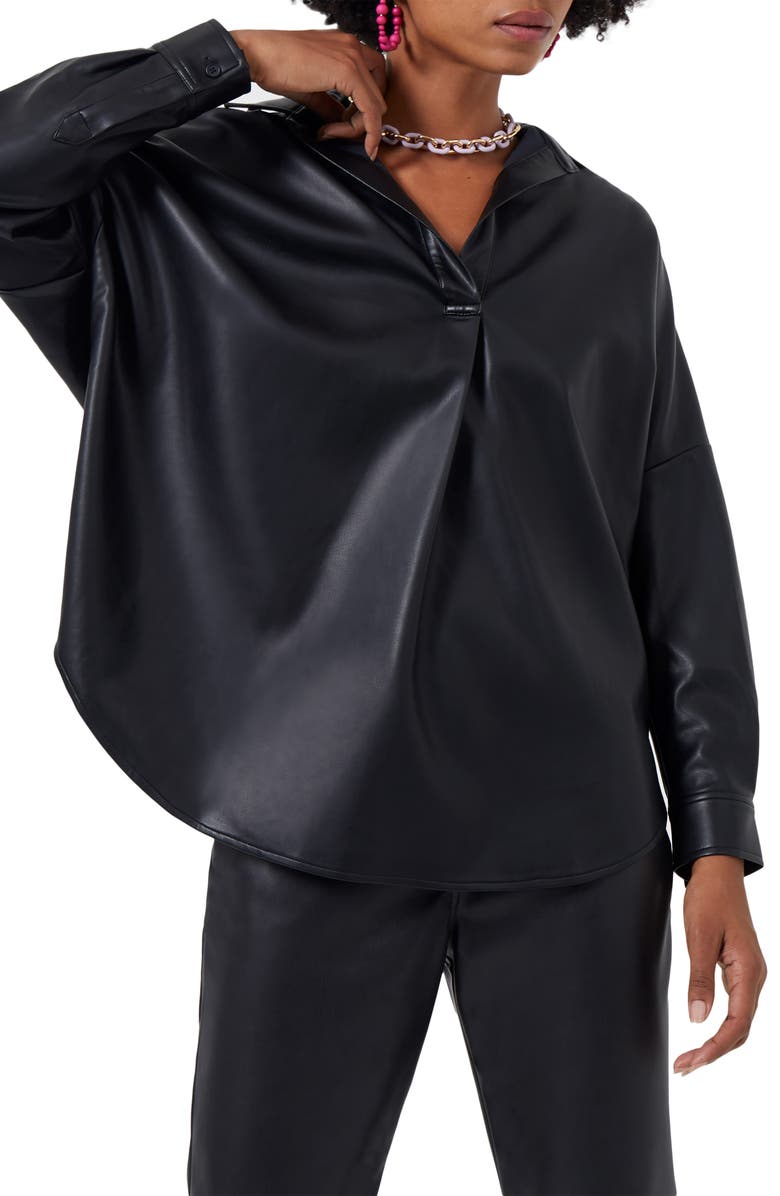 French Connection Crolenda Faux Leather Popover Shirt, Alternate, color, 