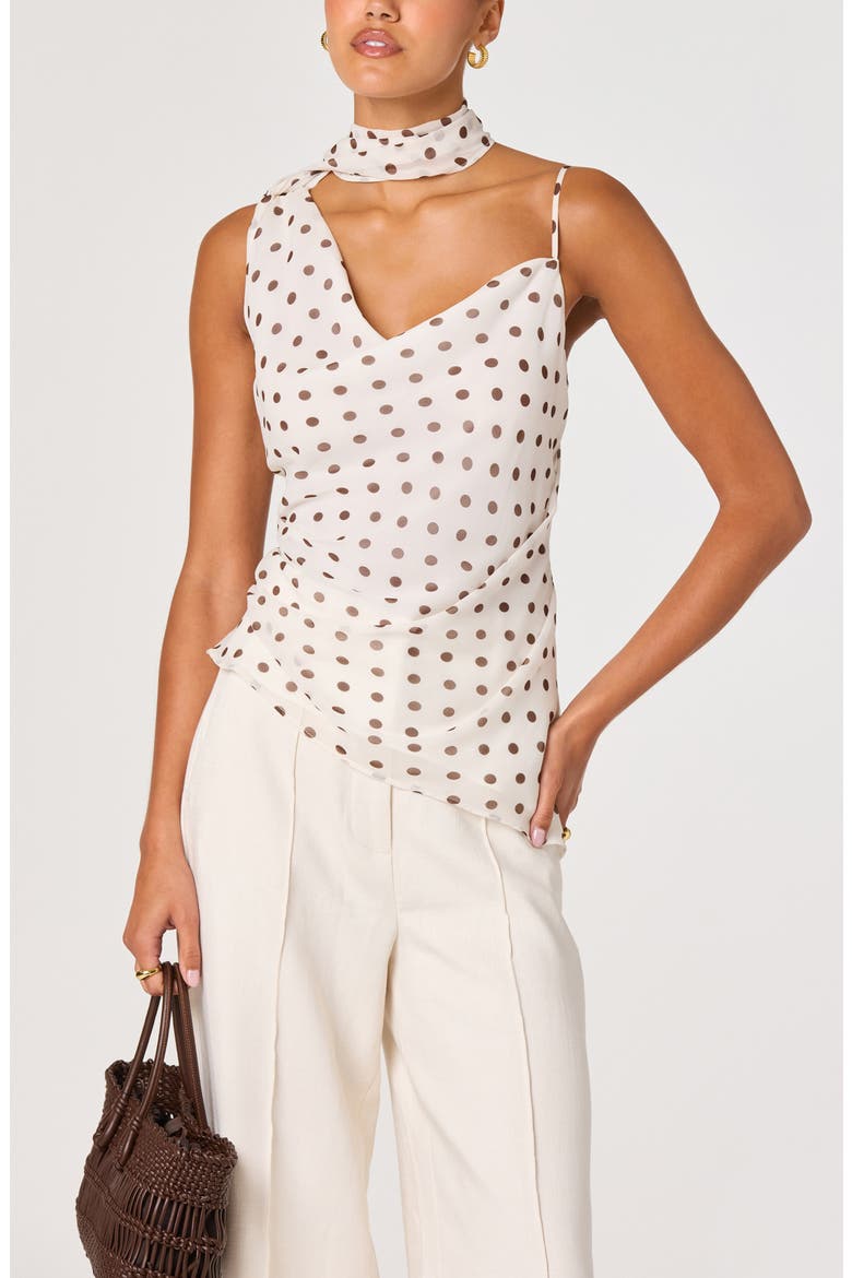 Adrie Polka Dot Asymmetric Scarf Neck Top (Women) | Nordstrom