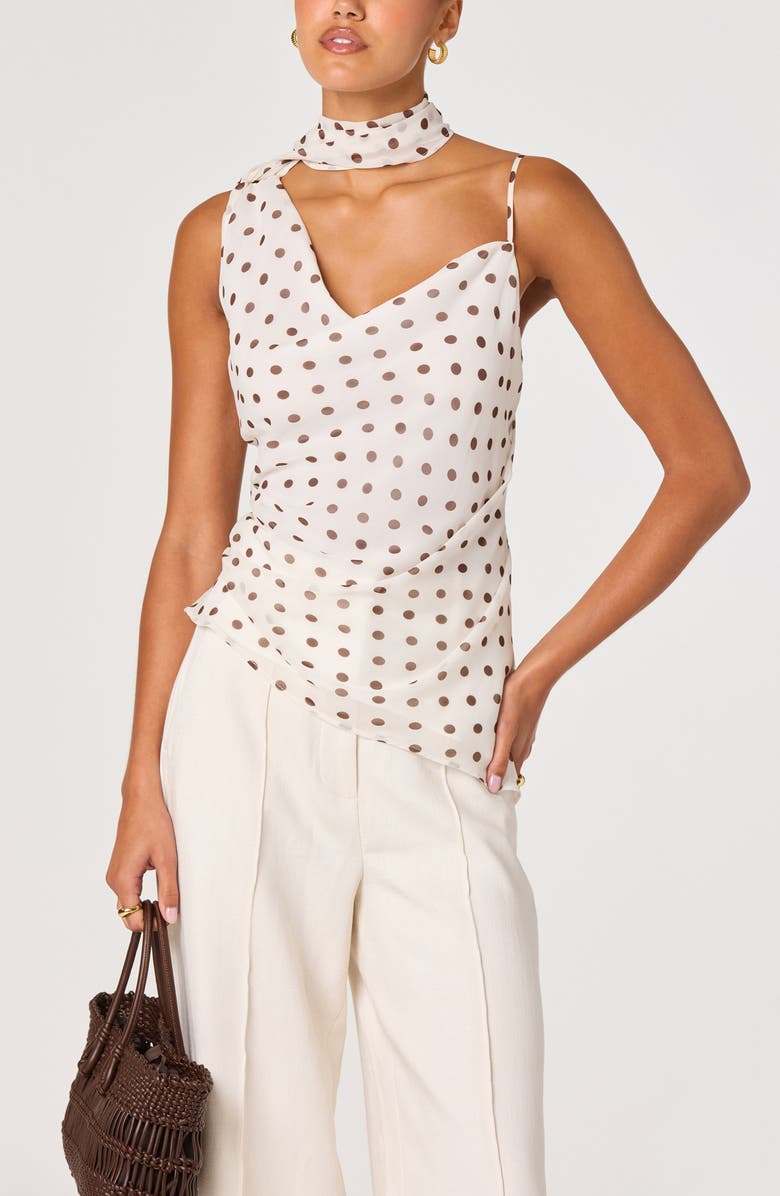 ASTR the Label Adrie Polka Dot Asymmetric Scarf Neck Top, Main, color, Cream Polka Dot