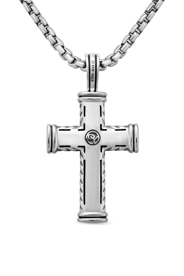 Chevron Cross Pendant in Sterling Silver, 40mm, Alternate, color, SS