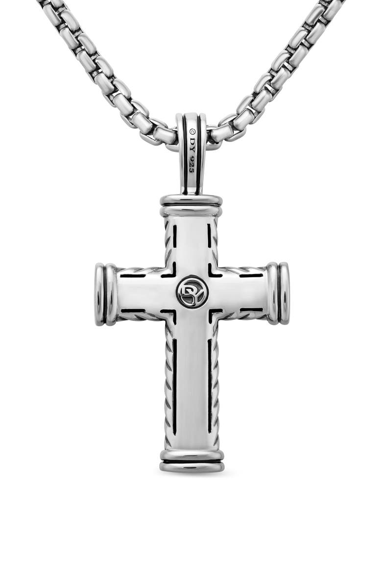 David Yurman Chevron Cross Pendant in Sterling Silver, 40mm, Alternate, color, Ss
