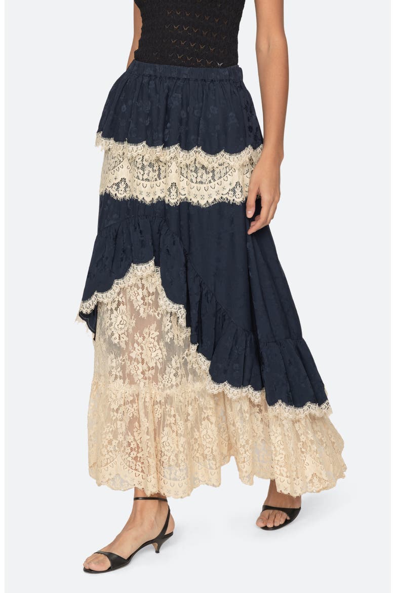 Shay Lace Midi Skirt, Alternate, color, NAVY