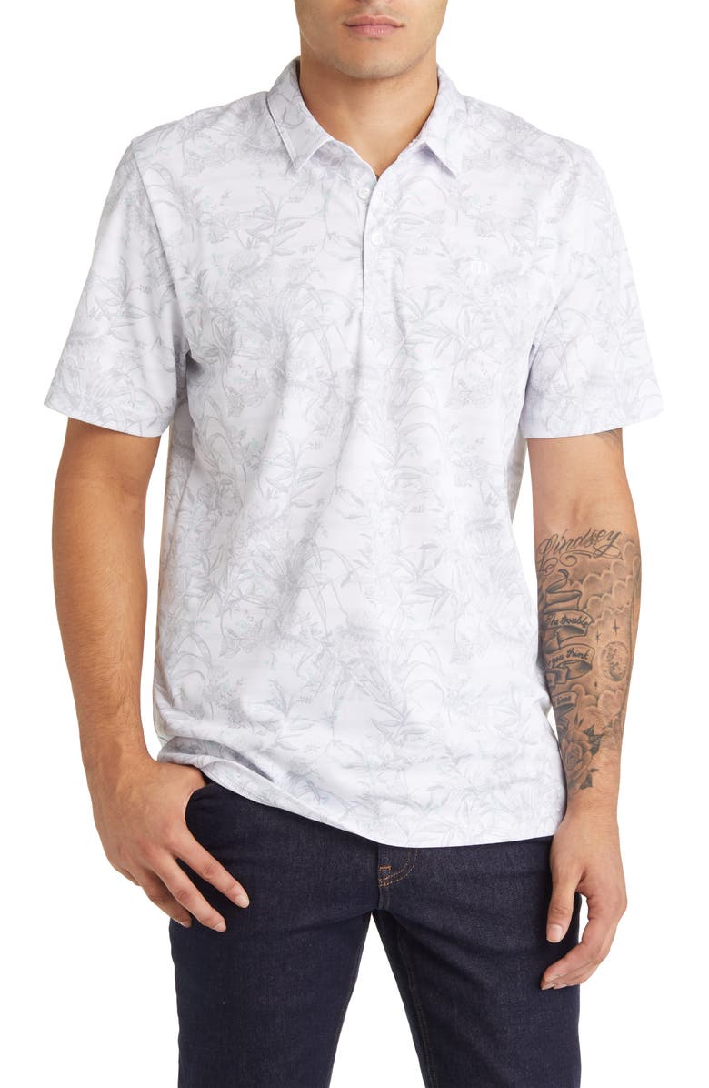 TravisMathew Stay on Target Floral Piqué Polo, Main, color, 