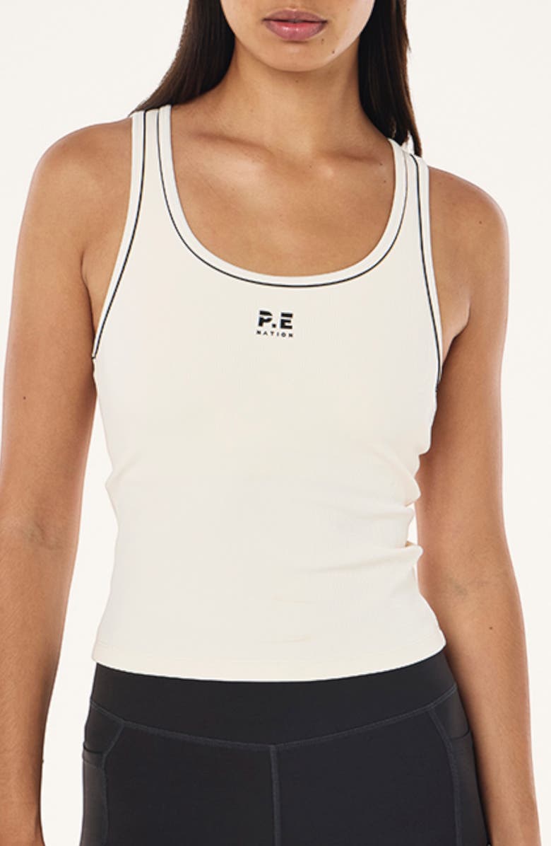 P.E Nation Nexus Rib Tank, Main, color, Whisper White / Smokestone
