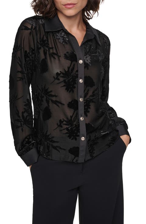 Burnout Velour Button-Up Top