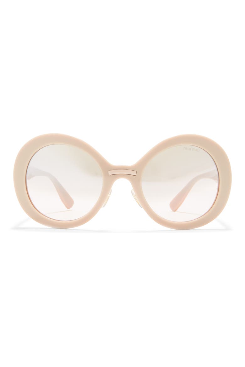 53mm Round Sunglasses, Main, color, BEIGE / LIGHT BROWN MIRROR