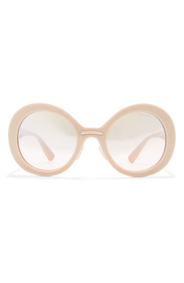 Miu Miu 53mm Round Sunglasses, Main, color, Beige / Light Brown Mirror