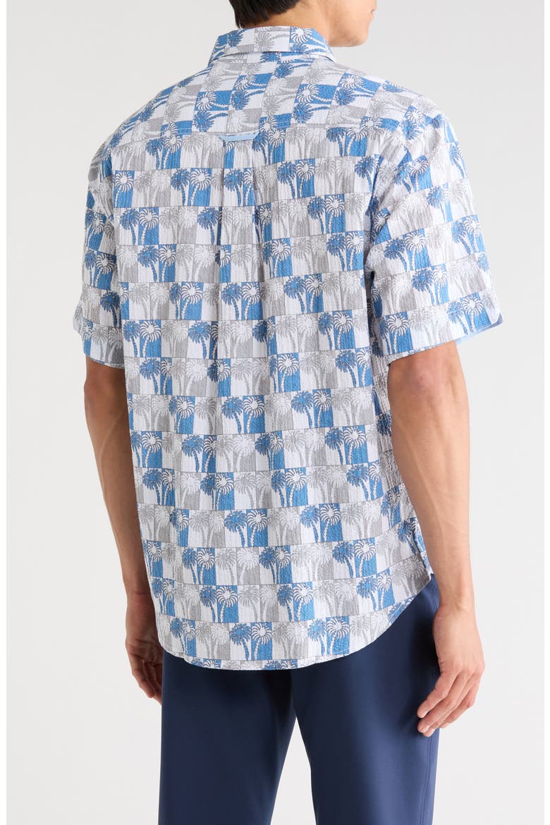 Nova Wave Sunnyside Palms Short Sleeve Seersucker Button-Up Shirt, Alternate, color, BLUE LAPIS