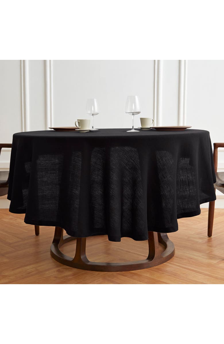 Solino Home Linen Round Tablecloth - Sonoma, Main, color, Black