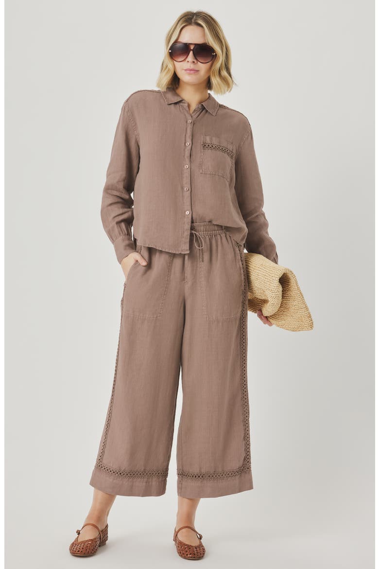 Stella Linen Button Down Shirt, Alternate, color, WICKER BEIGE