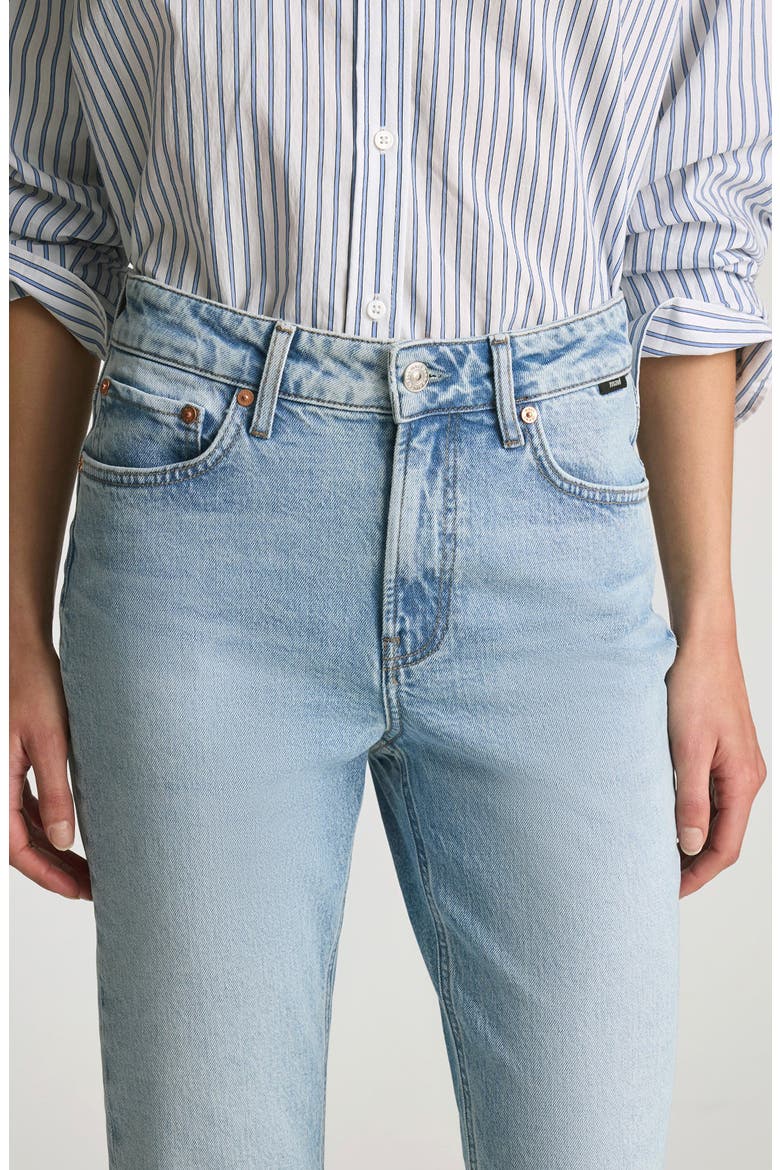 New York Raw Hem High Waist Ankle Straight Leg Jeans, Alternate, color, LIGHT BRUSHED CLASSIC BLUE