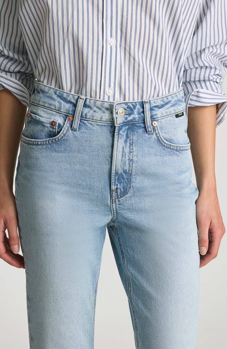 Mavi Jeans New York Raw Hem High Waist Ankle Straight Leg Jeans, Alternate, color, 