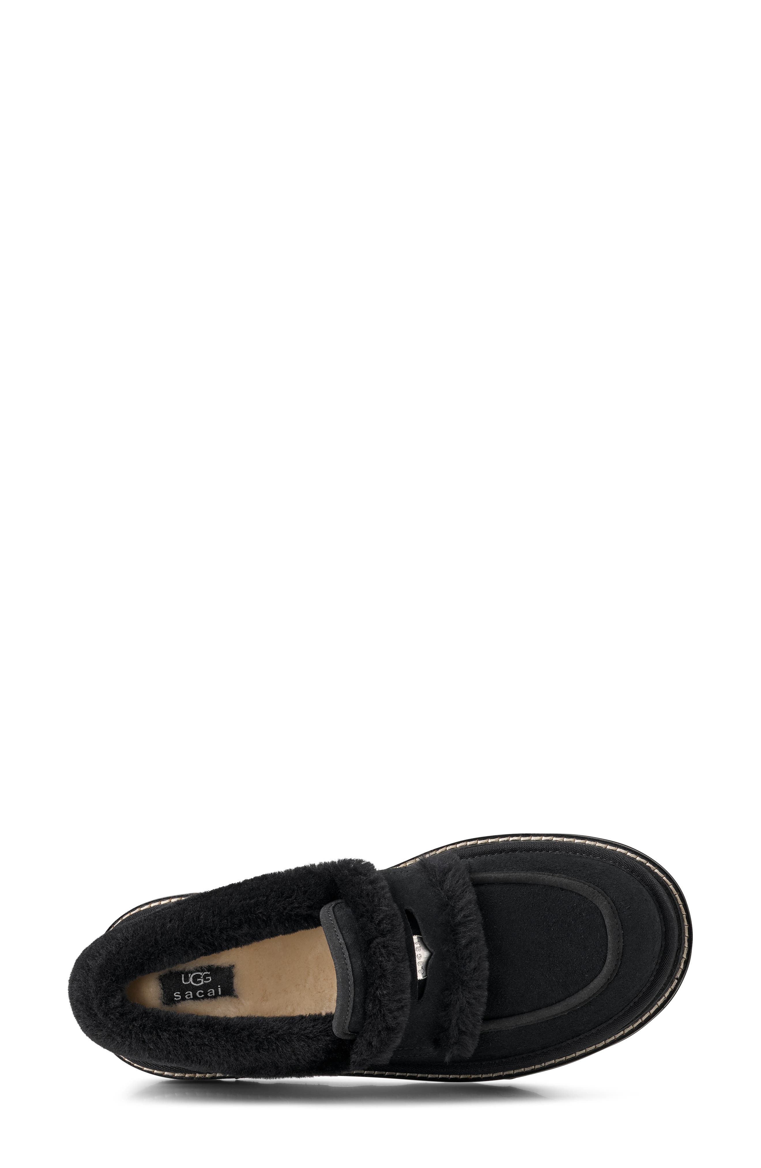 UGG<sup>®</sup> x Sacai Gender Inclusive Genuine Shearling Trim Penny Loafer, Alternate, color, 