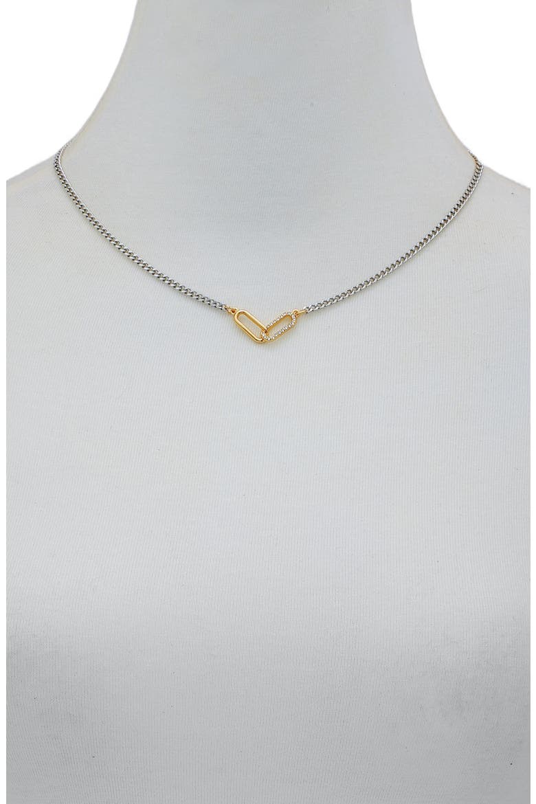 Crystal Paper Clip Link Pendant Necklace, Alternate, color, TWO TONE