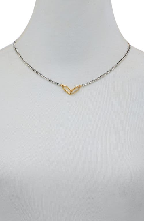 Vince Camuto Crystal Paper Clip Link Pendant Necklace In Metallic