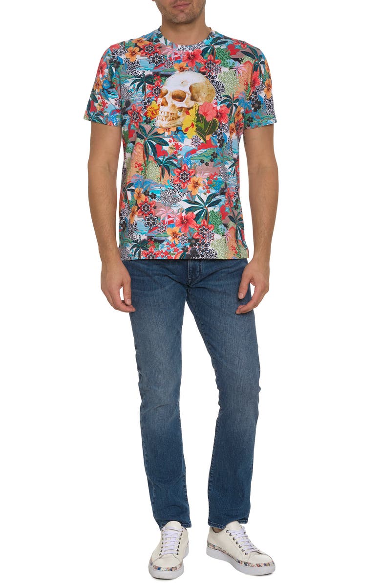 Robert Graham Tropical Skull Cotton Graphic T-Shirt, Alternate, color,
