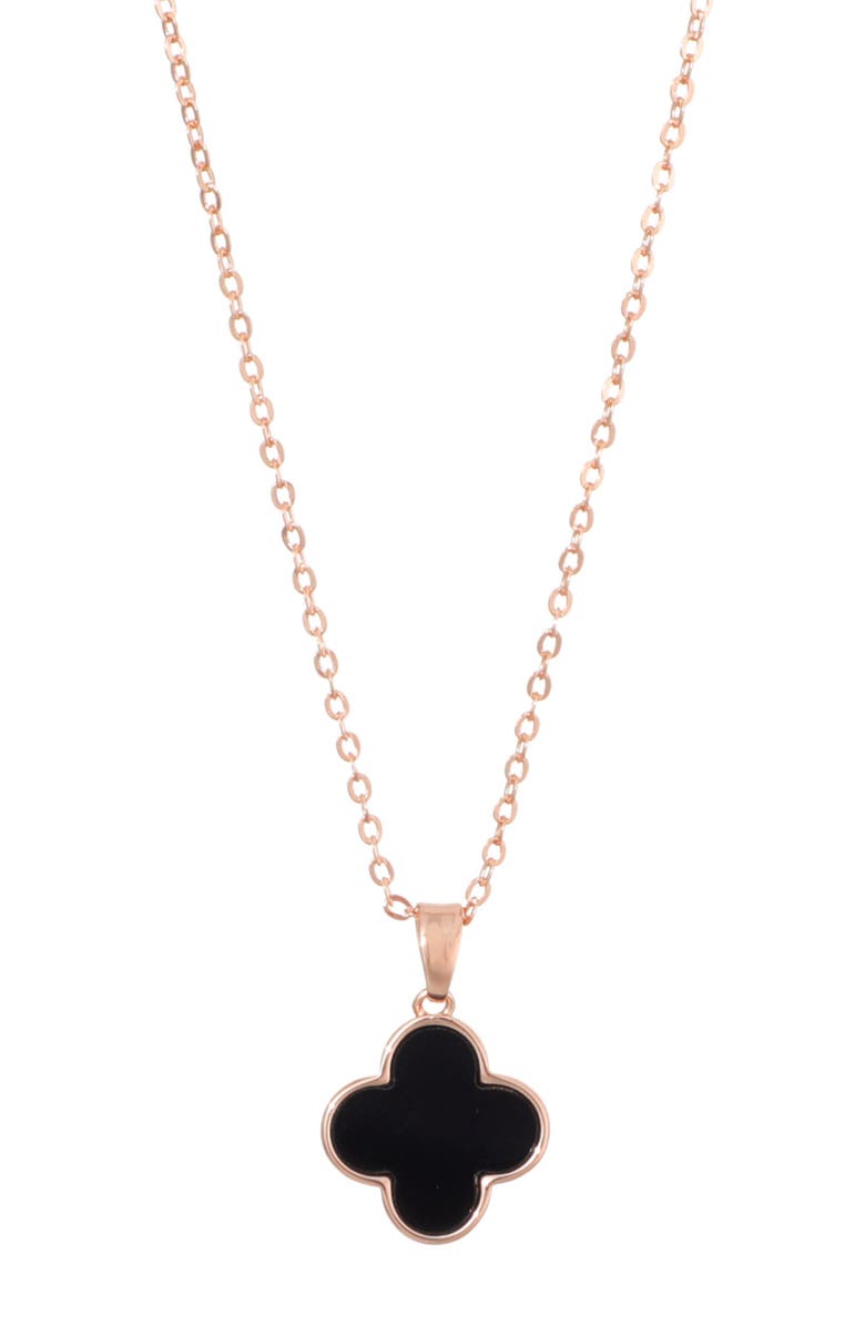 Adornia Clover Drop Huggie Hoop Earrings & Pendant Necklace Set, Alternate, color, Rose Gold
