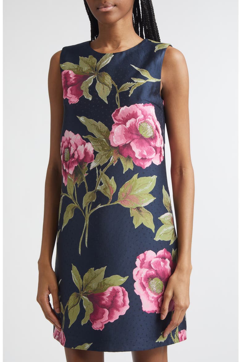 Peony Jacquard Sleeveless Shift Dress, Alternate, color, MIDNIGHT MULTI