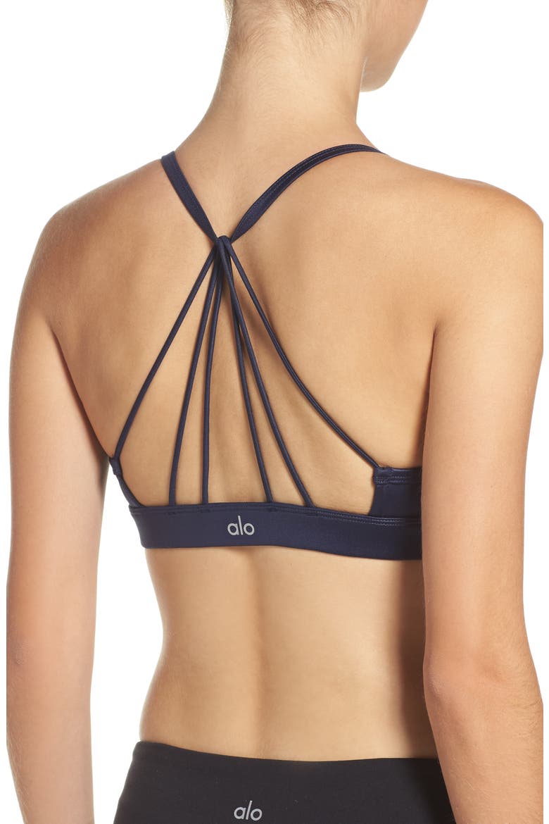 Sunny Strappy Yoga Bra, Alternate, color, RICH NAVY GLOSSY